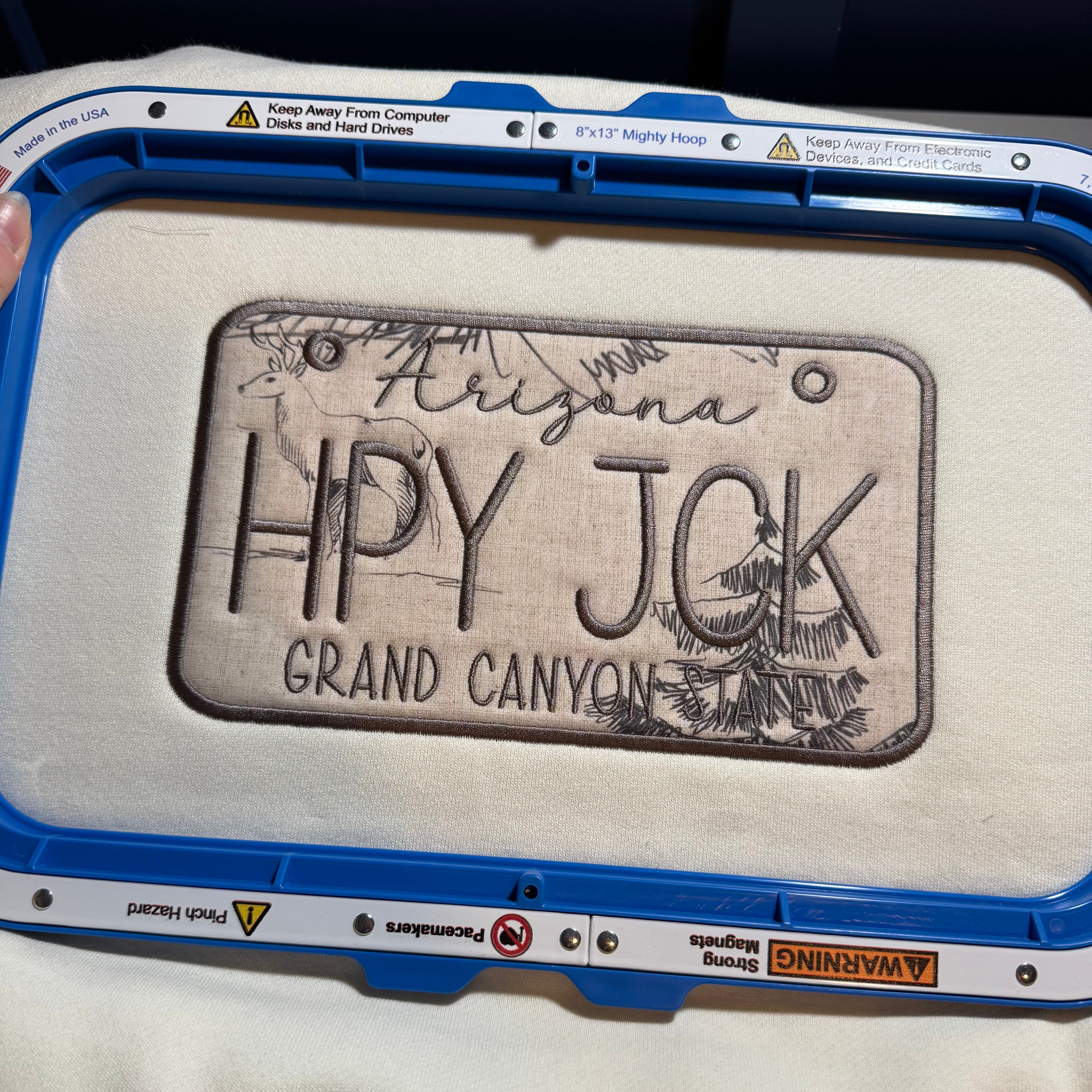 Happy Jack License plate sweatshirt