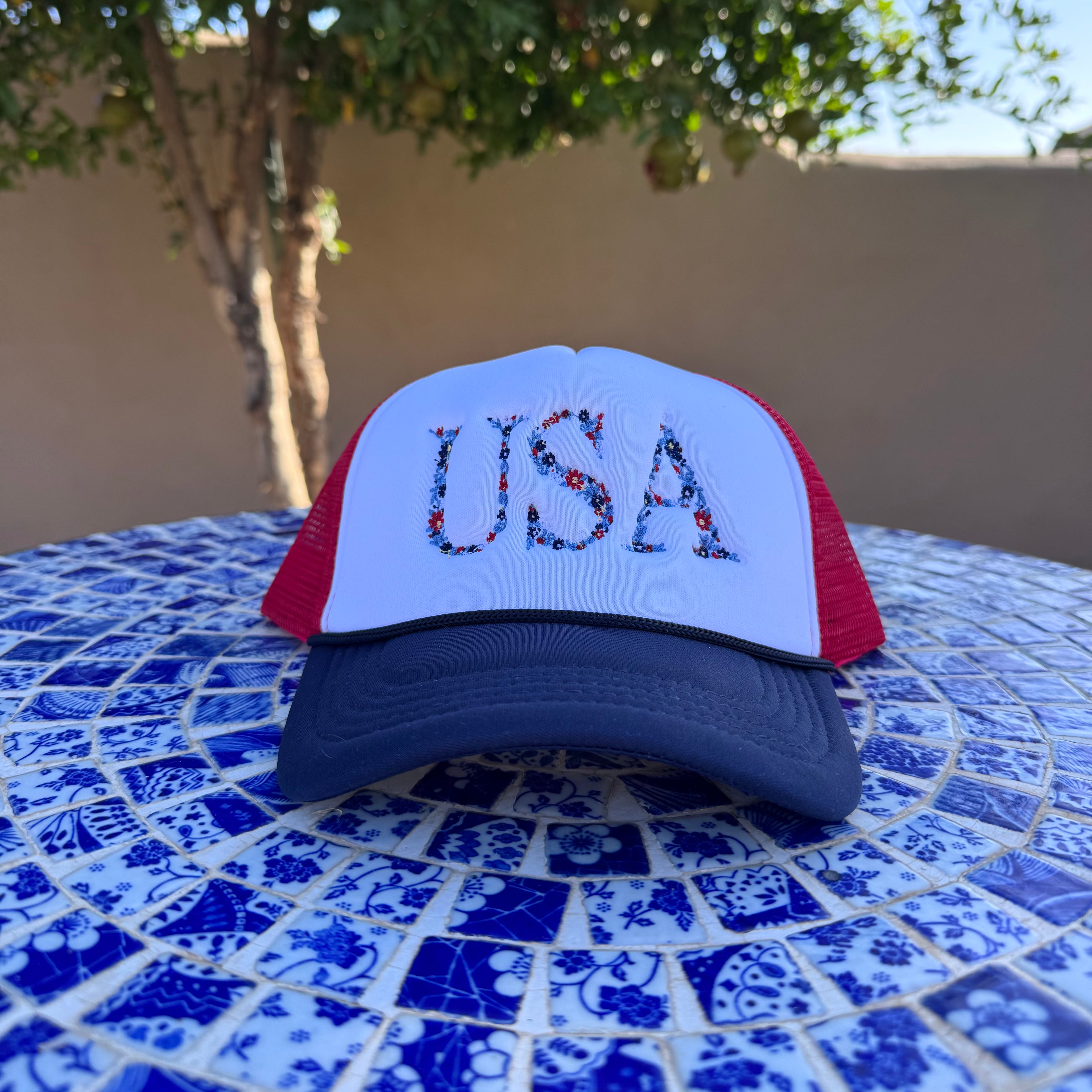 USA Floral Trucker hat